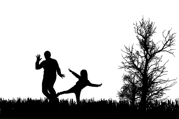 Vector silhouet van familie. — Stockvector