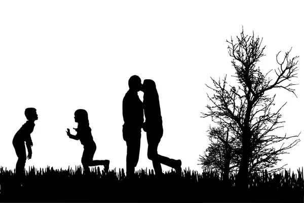 Vector silhouet van familie. — Stockvector