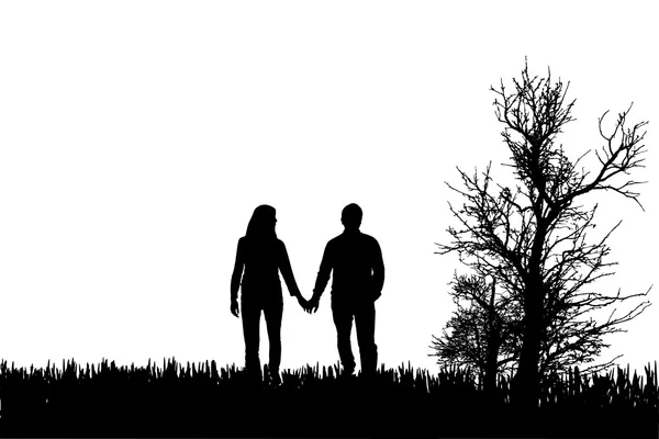 Vector silhouette of couple. — Stock Vector