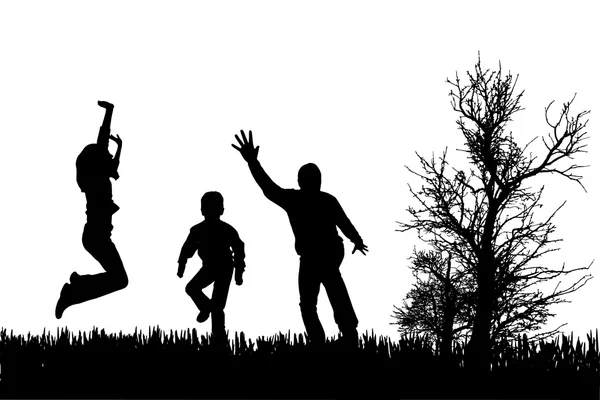 Vector silhouet van familie. — Stockvector