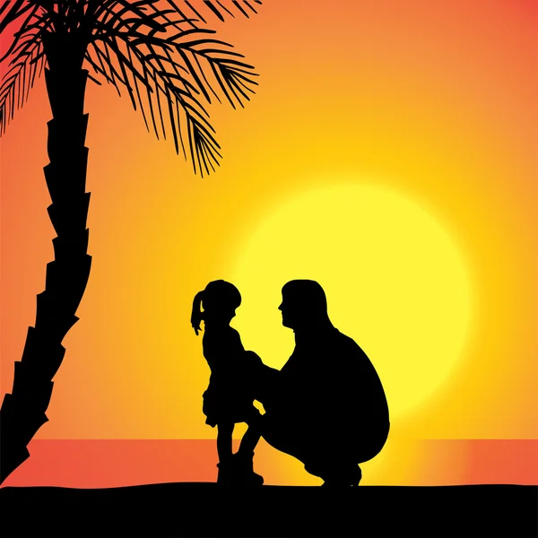 Vector silhouet van familie. — Stockvector