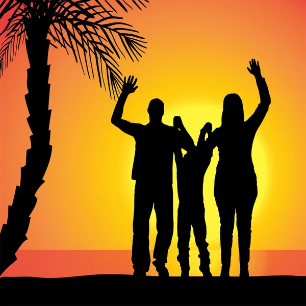 Vector silhouet van familie. — Stockvector