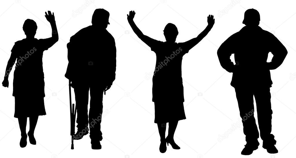 Vector silhouette of old people.