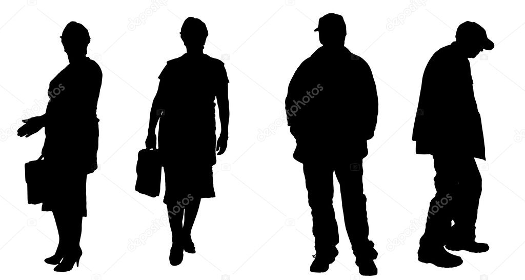 Vector silhouette of old people.