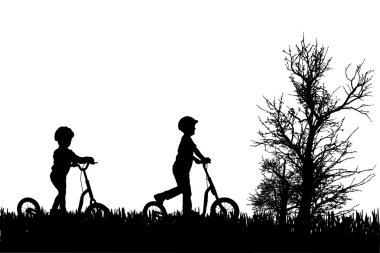 çocukların siluet vektör.