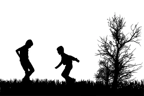 Silhouette vectorielle des enfants . — Image vectorielle