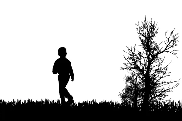 Silhouette vectorielle de l'enfant . — Image vectorielle