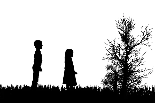 Vector silhouette of children. — Stock Vector