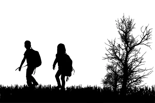 Vector silhouet van kinderen. — Stockvector