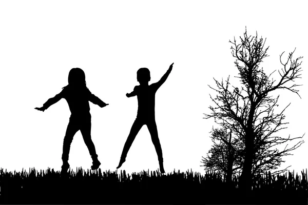 Vector silhouet van kinderen. — Stockvector