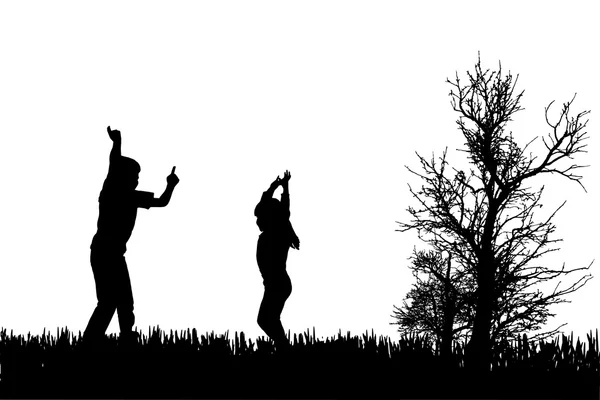 Silhouette vectorielle des enfants . — Image vectorielle