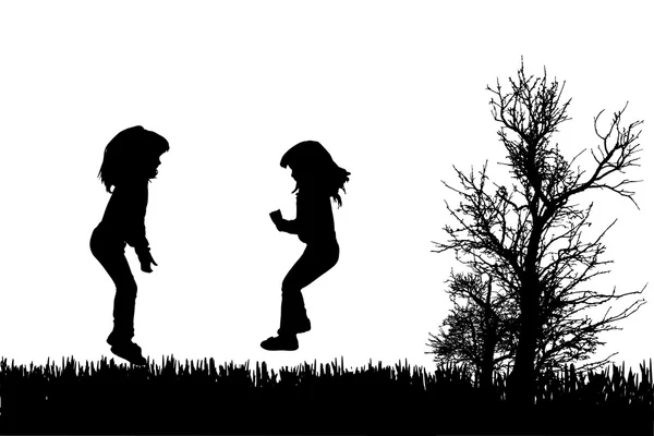 Silhouette vectorielle des enfants . — Image vectorielle