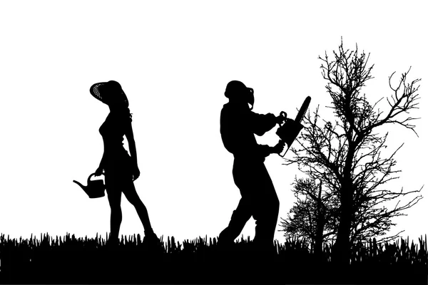 Silhouette vettoriale delle persone . — Vettoriale Stock