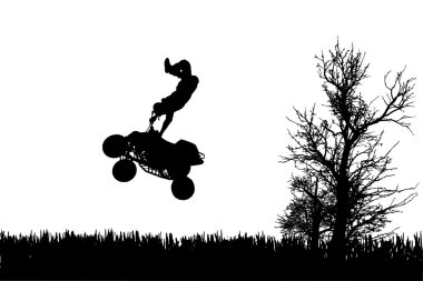 bir adam bir motosiklet siluet vektör.