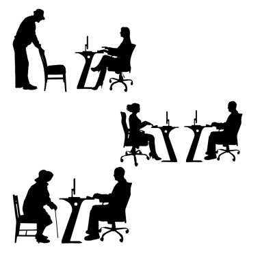 insan ofiste Vector silhouettes.