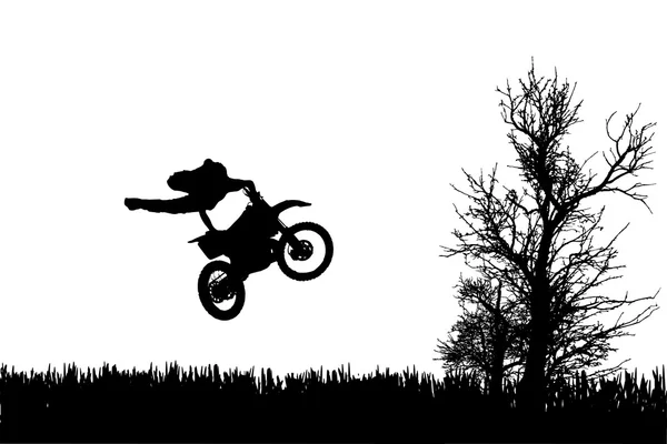 Silhouette vectorielle d'un homme sur une moto . — Image vectorielle