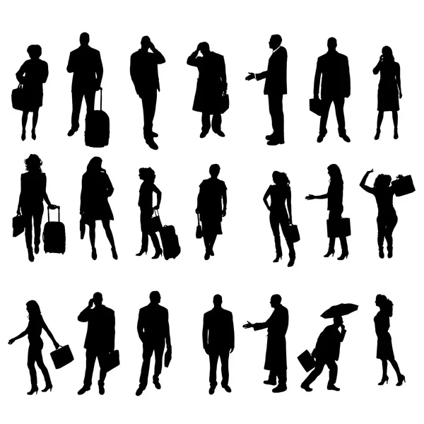 Vector silhouettes of business people. — Stock Vector