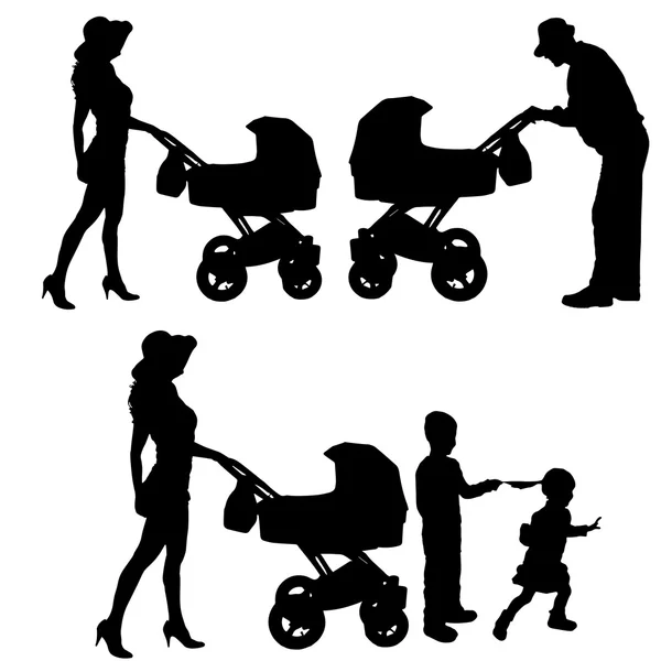 Vector silhouet van familie. — Stockvector