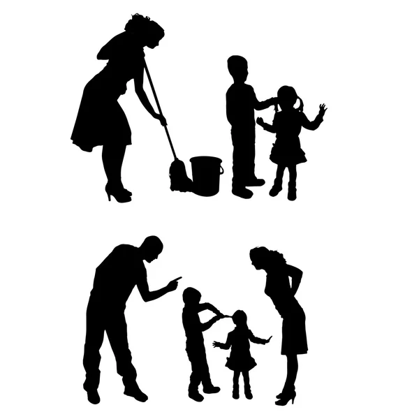 Vector silhouet van familie. — Stockvector