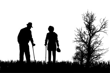 Eski insanların siluet vektör.