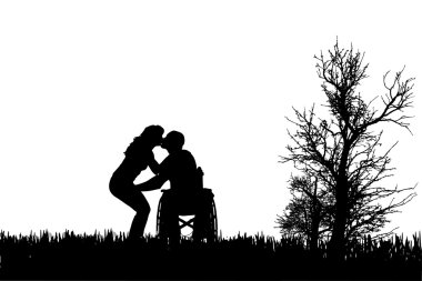insanların tekerlekli sandalyede Vector silhouettes.
