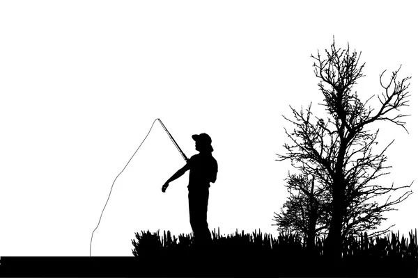 Silhouette vectorielle des pêcheurs . — Image vectorielle