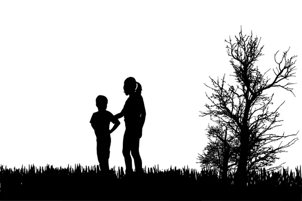 Vector silhouet van familie. — Stockvector