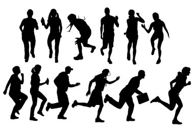 farklı insanların Vector silhouettes.
