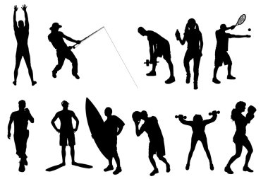 farklı insanların Vector silhouettes.