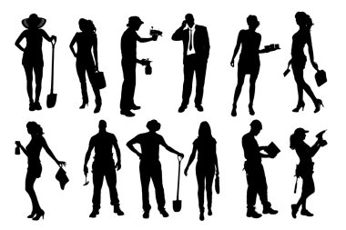 farklı insanların Vector silhouettes.