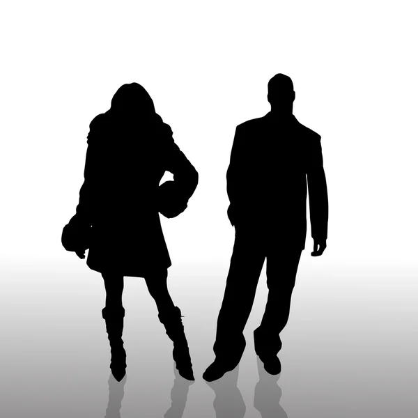 Vector silhouette of couple. — Stock Vector