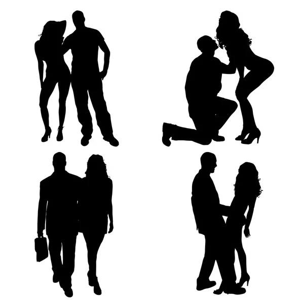 Vector silhouettes of different people. — Stock Vector