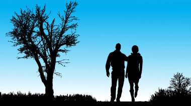 Çift siluet vektör.