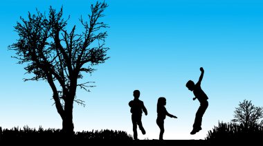 çocukların siluet vektör.