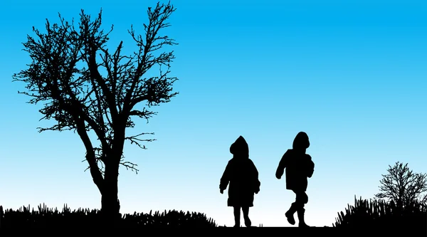 Vector silhouette of children. — Stock Vector