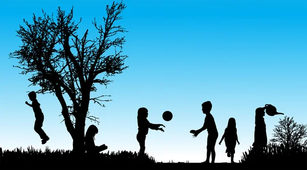 Vector silhouette of children. — Stock Vector