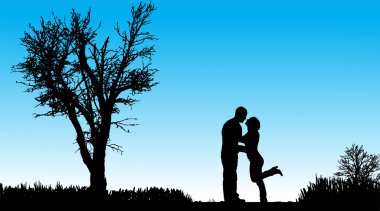 Çift siluet vektör.