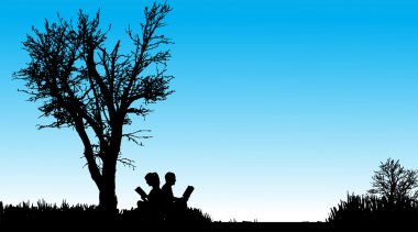 Çift siluet vektör.