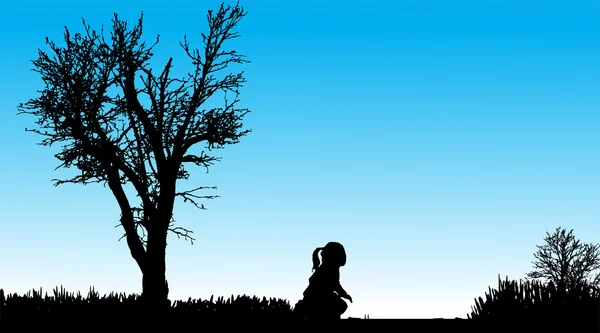 Silhouette vectorielle de l'enfant . — Image vectorielle