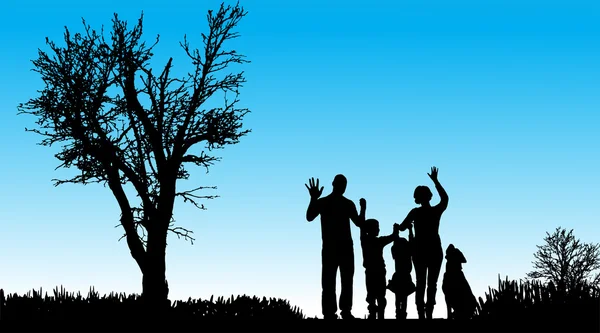 Vector silhouet van familie. — Stockvector