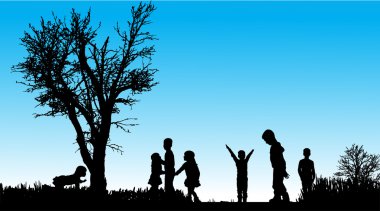 çocukların siluet vektör.