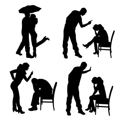 Vector silhouette of couple. clipart