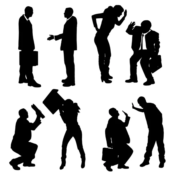 Vector silhouettes of business people. — Stock Vector