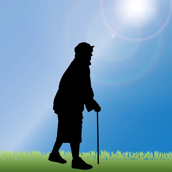 Vector silhouette of old people. — Stock Vector