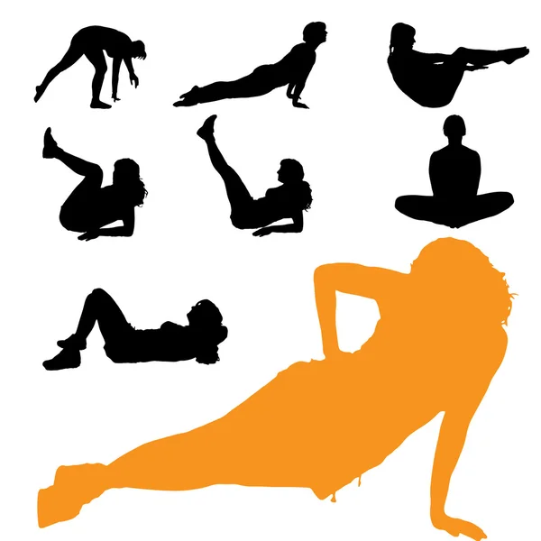 Vector silhouetten van vrouw. — Stockvector