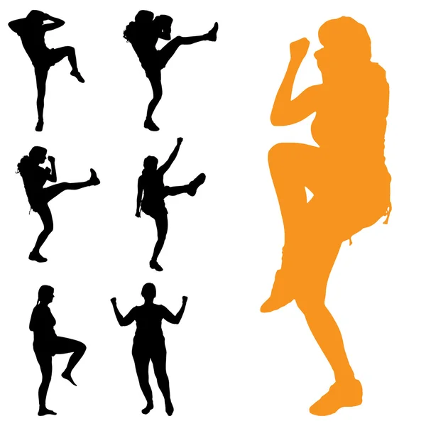 Vector silhouetten van vrouw. — Stockvector