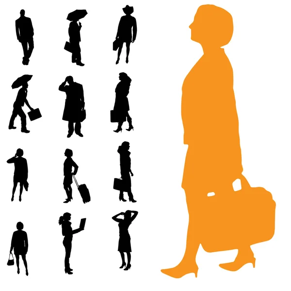 Vector silhouette of business people. — Stock Vector