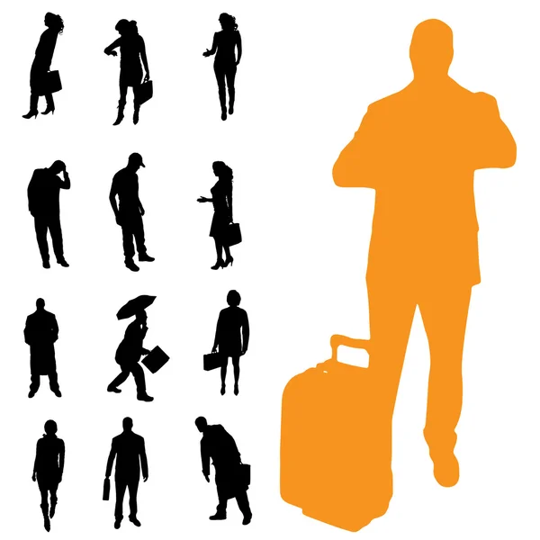 Vector silhouette of business people. — Stock Vector