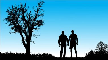 Çift siluet vektör.