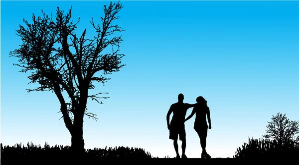 Vector silhouette of couple. — Stock Vector